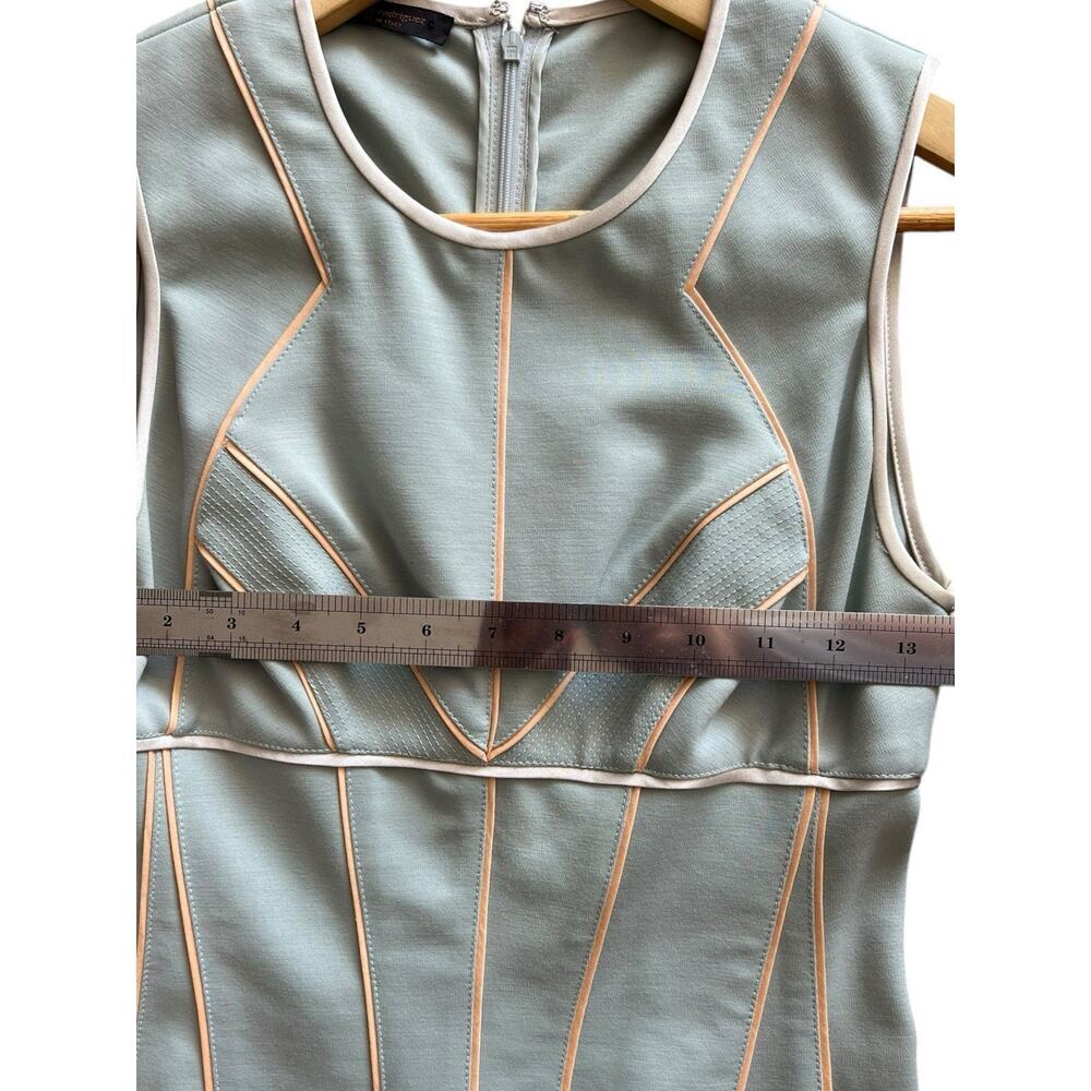 Narciso Rodriguez Sage Green Wool Shift Midi Dress Contrast Piping Size 4 EU 40 - Picture 13 of 15